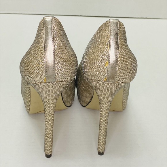 ENZO ANGIOLINI  Womens Size 8.5 M Gold Mesh Fabric Open Toe Stiletto Platform - Picture 4 of 9